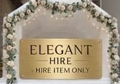 Wedding castle with a gold sign attached